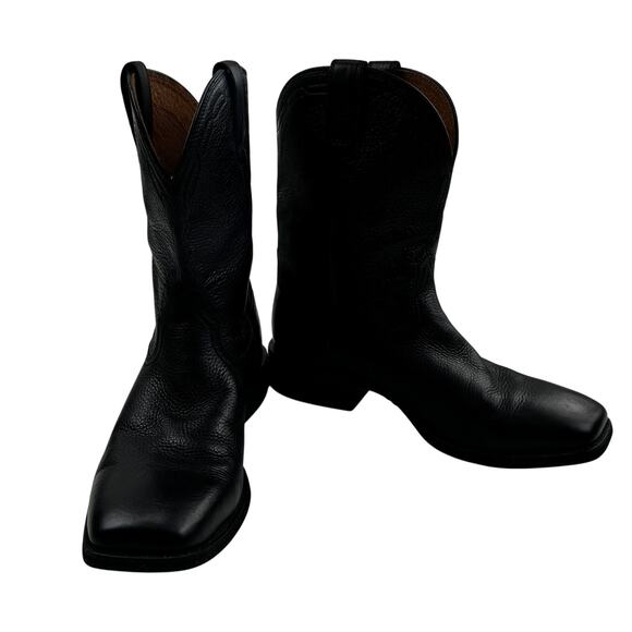 Ariat Heritage Roper Black Leather Wide Square Toe Western Boot Men's Size 10 - Picture 1 of 12